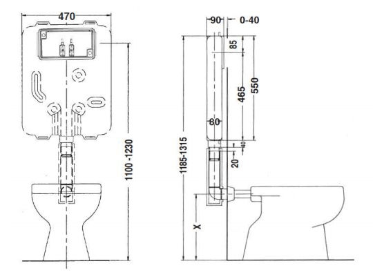 Cassetta doppio scarico Idea Blu 3-6 9 lt e Idea Blu 4.5 3-4,5 6 lt scheda tecnica