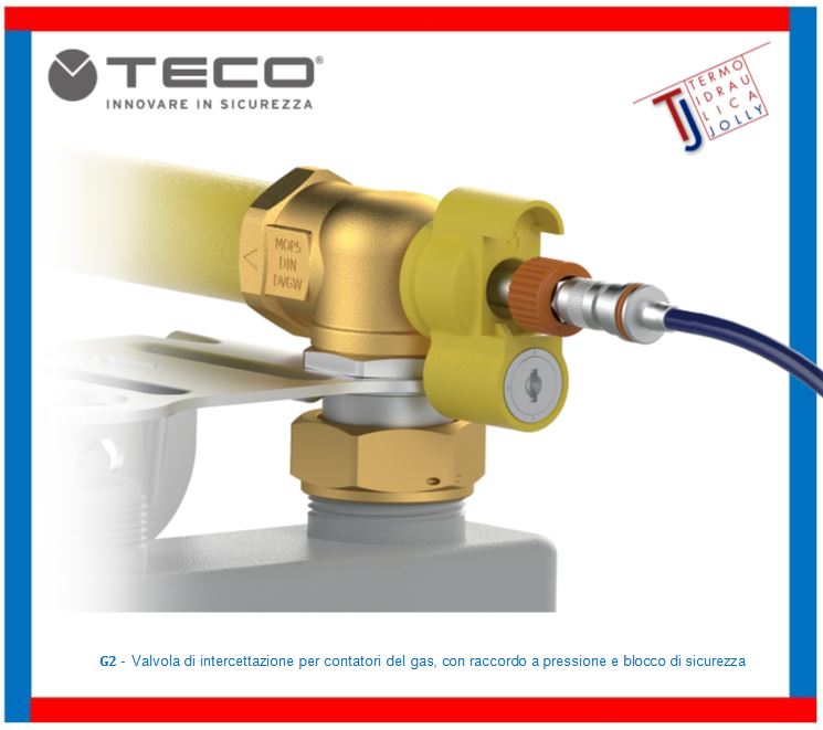 termoidraulica jolly roma - TECO G2 valvola di intercettazione per contatori del gas con raccordo a pressione e blocco di sicurezza